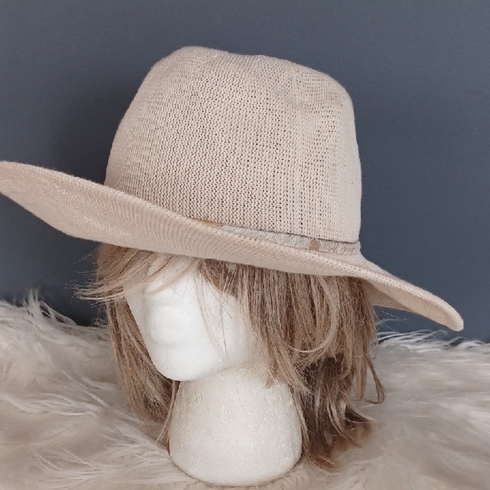 Anthropologie Stylish Cream Wide-Brim Hat